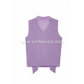 Women's Knitted Metallic Sleeveless Lapel Belt Vest Pullover